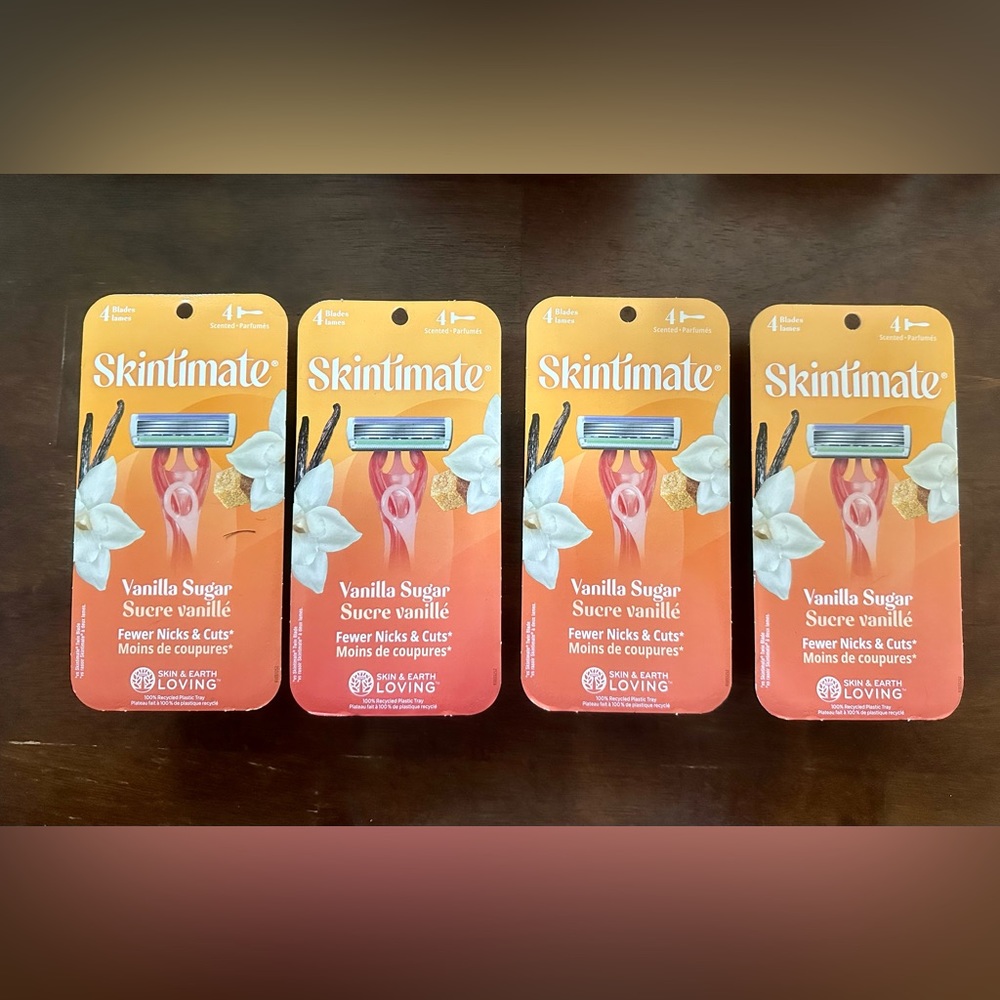 Skintimate Warm Vanilla Sugar Disposable Razor for Women, 4 Count (Set of 4)